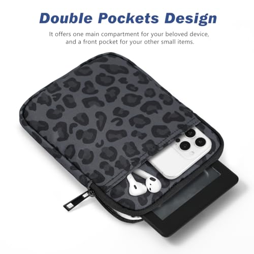 Dadanism 6-7 Inch Universal Padded Sleeve for eReader, Leopard | Protective Carrying Case Fits 7" Paperwhite/Colorsoft Signature Edition eReader, 6" Kobo Clara BW/Colour,7" Kobo Libra Colour