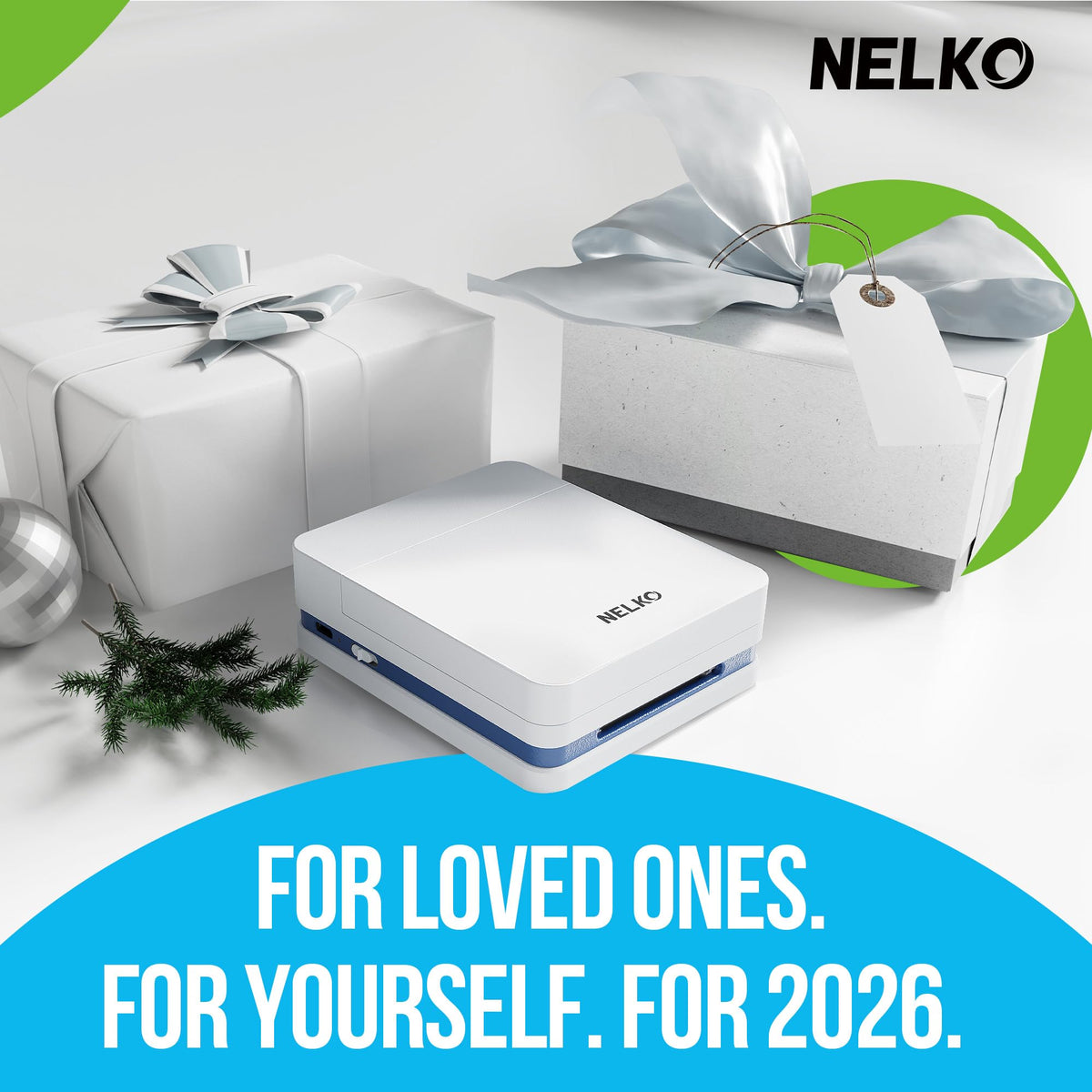 Nelko PP01 Photo Printer, 2x3 Portable Photo Printer, Mini Printer, White | Instant Color Inkjet Printer for Smartphone, Sticky-Back Photos, Bluetooth Compatible with iOS & Android, AI App Editing