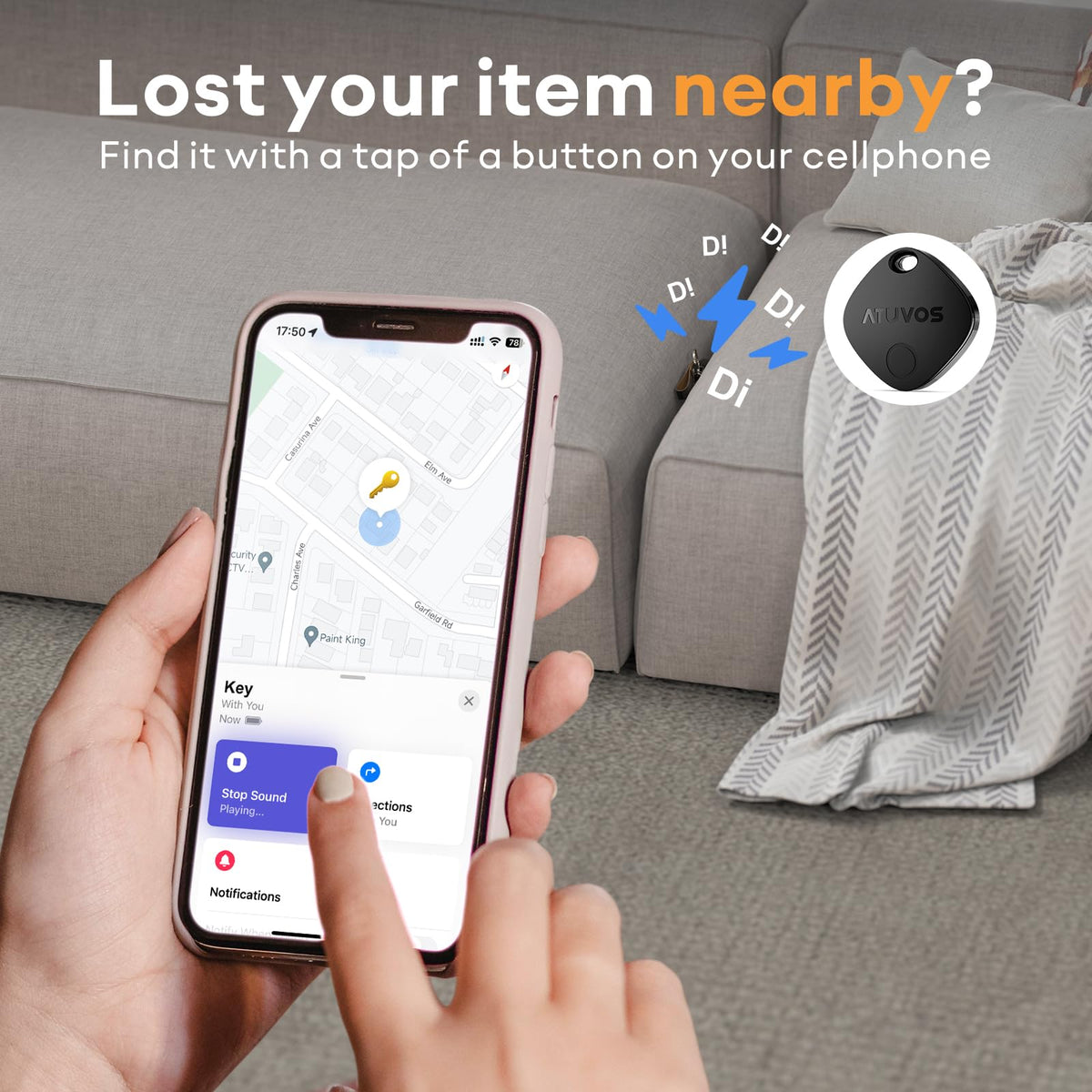 ATUVOS Air Tracker Tags-4 Pack, Bluetooth Luggage Tracker Works with Apple Find My APP (iOS Only, Not for Android), Keys Finder and Item Locator for Luggage, Backpack, Suitcases, Replaceable Battery
