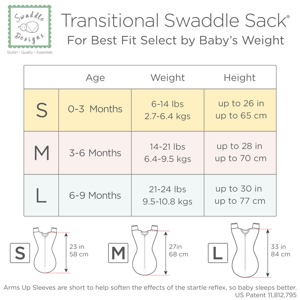 SwaddleDesigns Transitional Swaddle Sack, Cotton, Heathered Jadeite, 0-3mo | Arms Up Half-length Sleeve Partially Suppress Moro reflex, Most Gradual Transition Swaddle for Newborn, Safe for Rolling Baby
