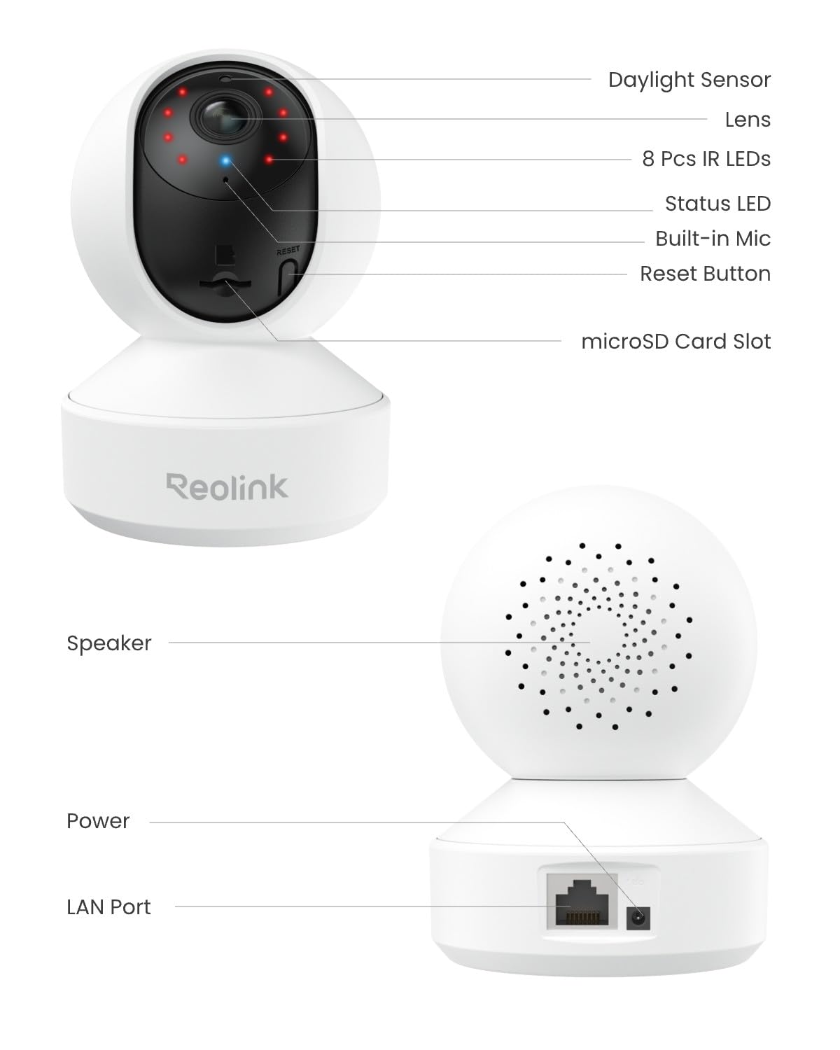 REOLINK E1 Pro 3K Dual-Band Wi-Fi Indoor Camera for Baby & Pet Monitoring | Auto Tracking, 5MP Night Vision Enhanced by F1.6 Aperture, Person/Pet/Baby Crying Detection, 2.4/5GHz Wi-Fi, Two-Way Audio