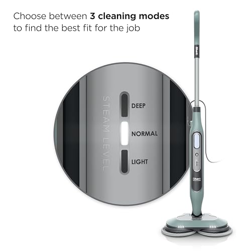 Shark Steam & Scrub Steam Mop, All-in-One Hard Floor Cleaner, Grey, S8001 | LED Headlights, 4 Dirt Grip Soft Scrub Pads Included, XL Water Tank, Swivel Steering