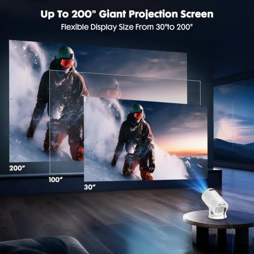 [Built-in Apps] Mini Projector with Wifi and Bluetooth 1080P Supported | Portable Small Projector with Android 14, 180° Rotation/Manual Focus/Auto Keystone, Compatible with HDMI/USB/Smartphone