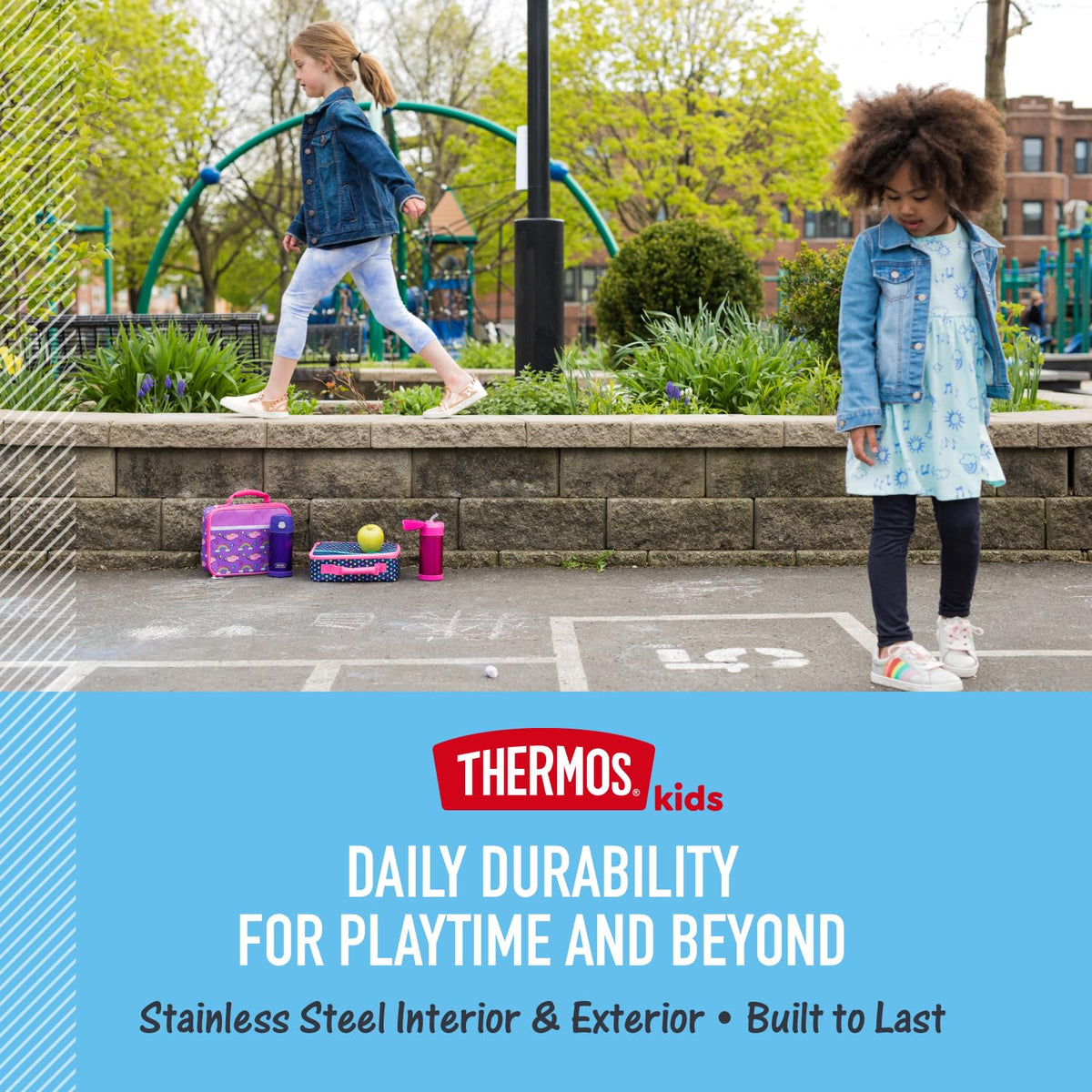 THERMOS FUNTAINER Water Bottle with Straw, 12oz, Bluey | Kids Stainless Steel Insulated Water Bottle, Keeps Drinks Cold Longer for School & Play, BPA-Free