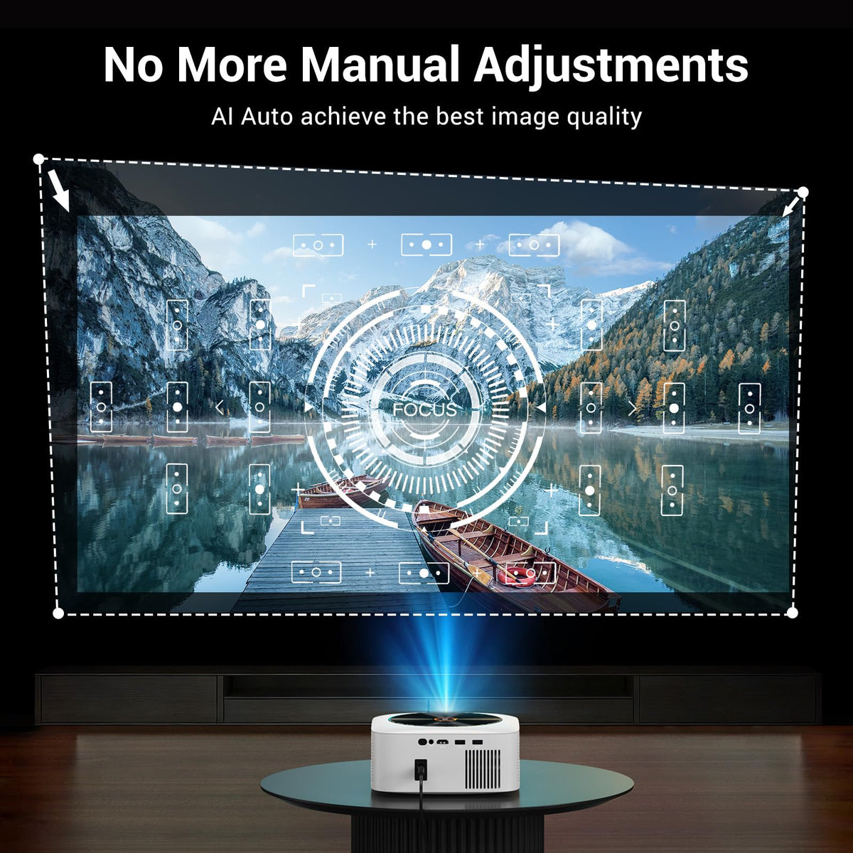 HAPPRUN 1500 ANSI Smart Outdoor Projector, Built-in Apps, 30W Dolby Audio | 4K Decoding,Auto Focus,10K+ Apps,Movie Projector with WiFi Bluetooth,Portable Indoor Proyector Compatible with Phone/TV Stick