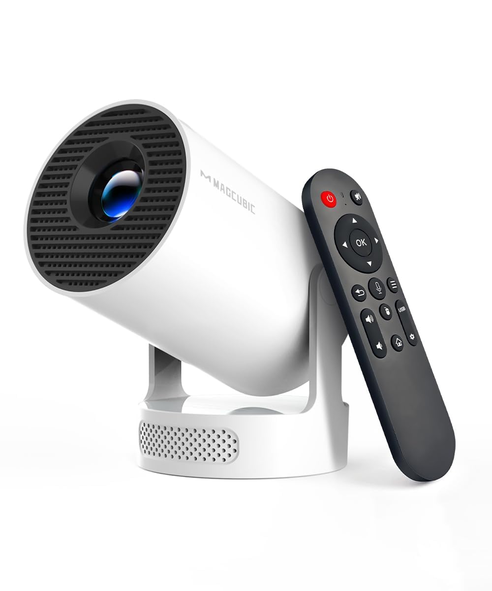 Magcubic Mini Projector with WiFi 6 and Bluetooth 5.4, Portable Projector 4K Support, 5W Soundbase Speaker, Auto Vertical Keystone 180°Rotatable Smart Proyector for Movie Home Outdoor