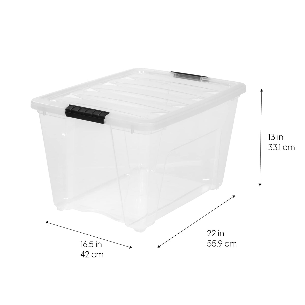 IRIS USA 6-Pack 54 Quart Storage Bins with Lids, Clear | Transparent design makes contents easy to find. Perfect for moving, blankets, clothing, and garage storage. Nestable design