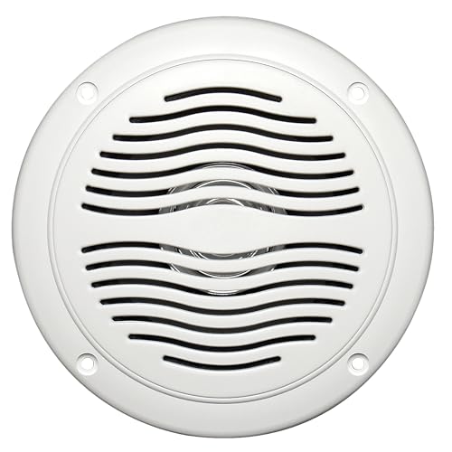 Magnadyne 5-inch Water Resistant Outdoor Speakers, Dual Cone, 25W Peak Power, Marine and RV Compatible (White)