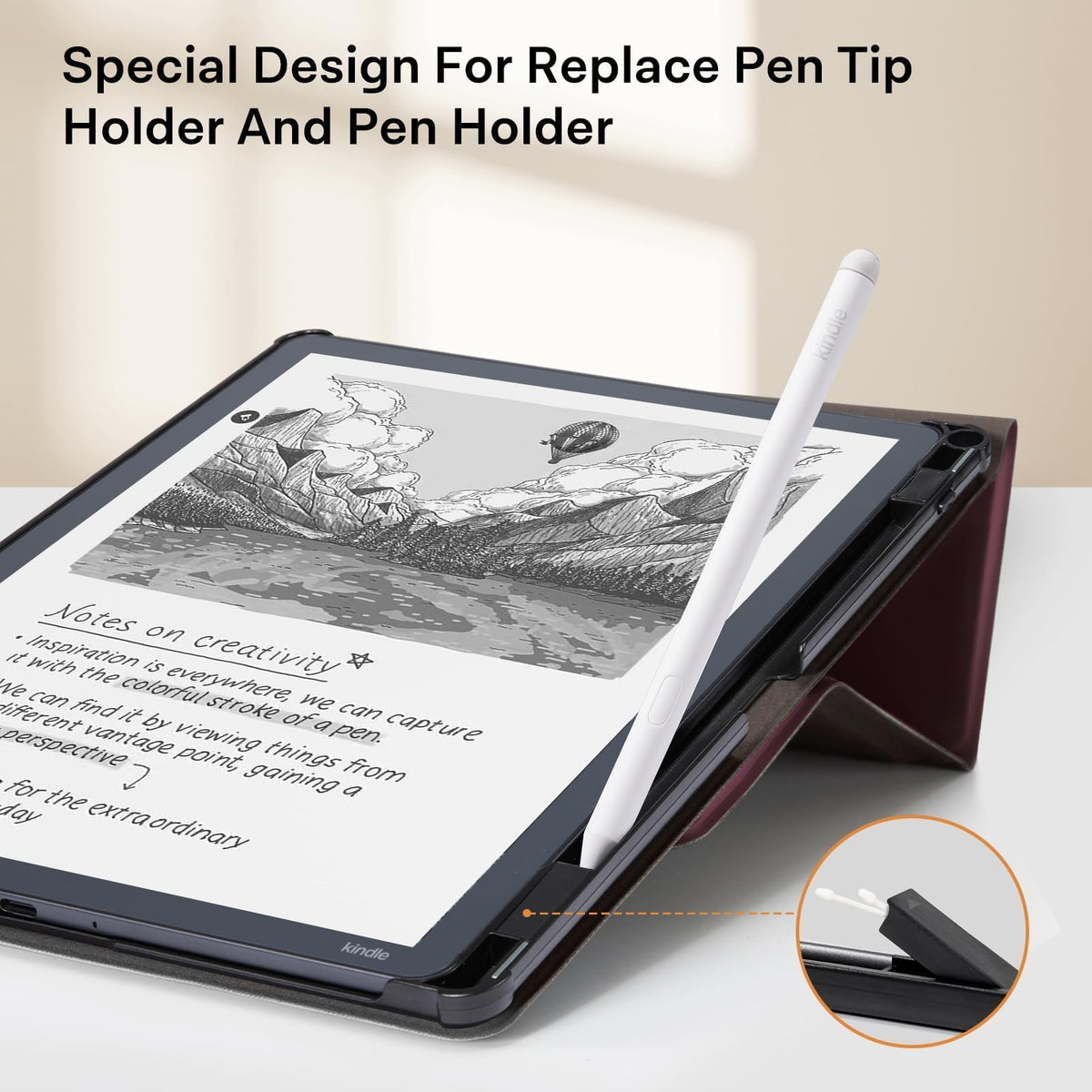 CoBak Stand Case for 11" Kindle Scribe 3rd Gen 2025 & Colorsoft | Two Viewing Angles – All-New PU Leather Cover with Auto Sleep/Wake, Built-In Pen & Tip Holders