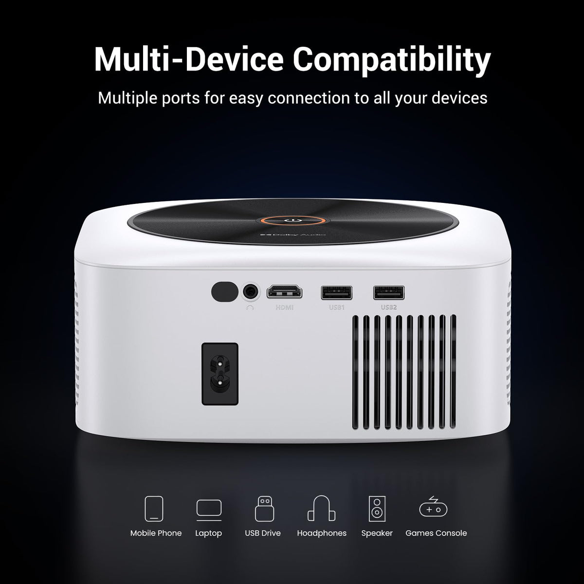 HAPPRUN 1500 ANSI Smart Outdoor Projector, Built-in Apps, 30W Dolby Audio | 4K Decoding,Auto Focus,10K+ Apps,Movie Projector with WiFi Bluetooth,Portable Indoor Proyector Compatible with Phone/TV Stick
