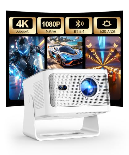 Magcubic HY350MAX Mini Projector, 600 ANSI, 4K Support, Auto Focus | Native 1080P Mini Portable Easy Setup 4-in-1 Auto WiFi 6 •BT5.4 • Android14 Movie Projector for Home Theater Outdoor
