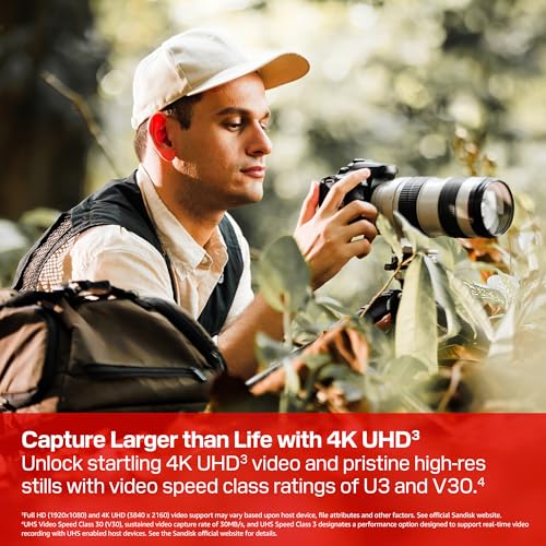 SanDisk 128GB Extreme PRO SD UHS-I Card, Up to 250MB/s Read and 120MB/s Write, 4K UHD, Full HD, U3, V30, SDSDXXJ-128G-GSCIN