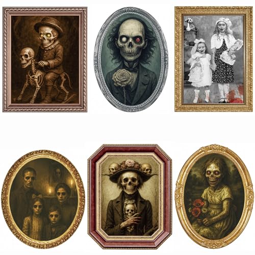 Halloween Decorations Indoor Scary, 3D Changing Face Moving Portraits 6Pack | Haunted House Props, Lenticular Wall Decor Picture Frame, Gothic Horror Poster, Creepy Castle Mansion Decor Party Supplies