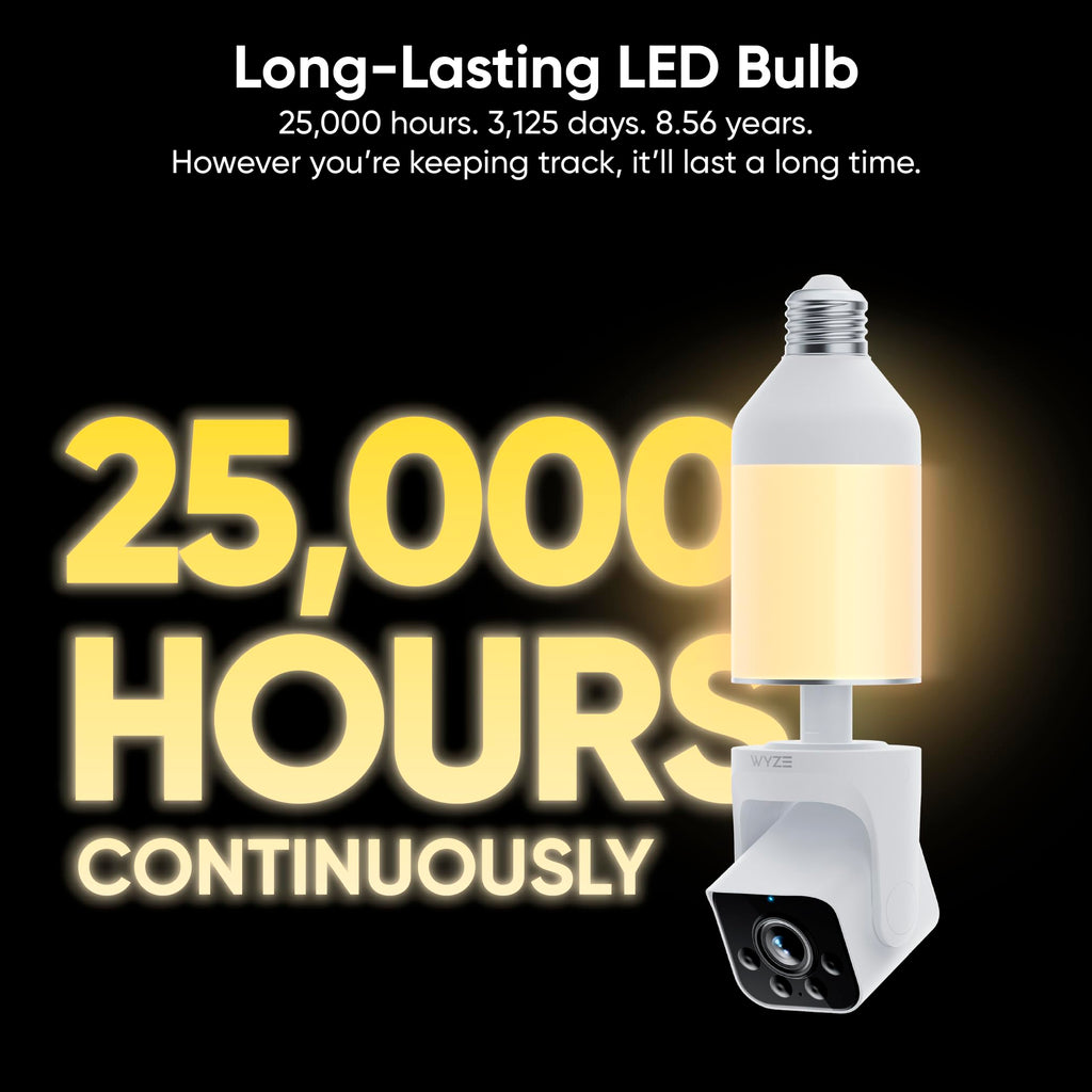 WYZE Bulb Cam - 2K HD Smart Light Bulb Security Camera, E26 Socket | Color Night Vision, 800-Lumen Dimmable LED, 160° Wide View, Motion Detection & Siren, Works with Alexa & Google Assistant