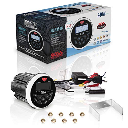 BOSS Audio Systems MGR350B Amplified Bluetooth Boat Gauge Receiver, No DVD