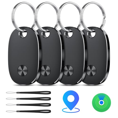 Air Tracker Tags-4 Pack, Bluetooth Tracker Works with Apple Find My APP (iOS Only), Backpack, Suitcases, Replaceable Battery, IP67 Waterproof Tracking Tag (4 Black)