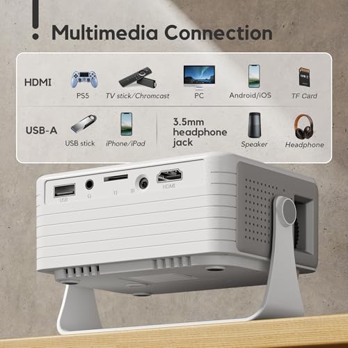 Mini Projector with WiFi and Bluetooth, AKIYO 2026 Upgraded Projector 1080P | Support Auto Keystone, 360° Rotating, Portable Projector for Home Theater/Outdoor, Compatible with iOS/Android/Laptop/PS5