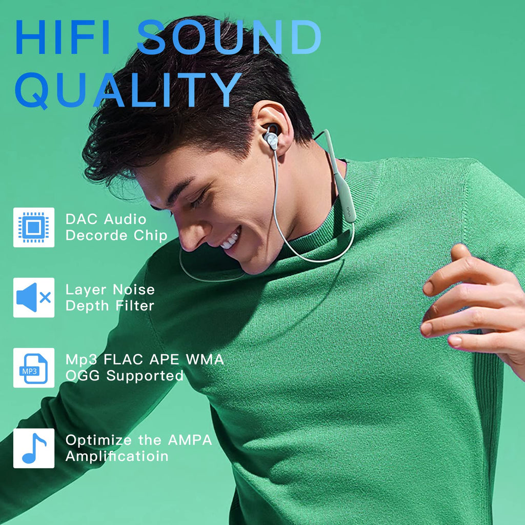 64GB MP3 Player with Bluetooth 5.2, AiMoonsa Music Player with Built-in HD Speaker, FM Radio, Voice Recorder, HiFi Sound, E-Book, Earphones Included