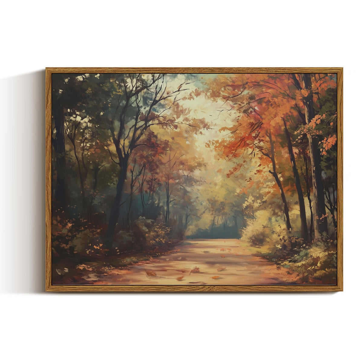 VIYYIEA Vintage Framed Canvas Wall Art, Autumn Forest Art Prints, Rustic Fall Landscape Decor for Living Dining Therapy Study Room Hallway Office Bedroom, Farmhouse Country Decor,12x16 Inch