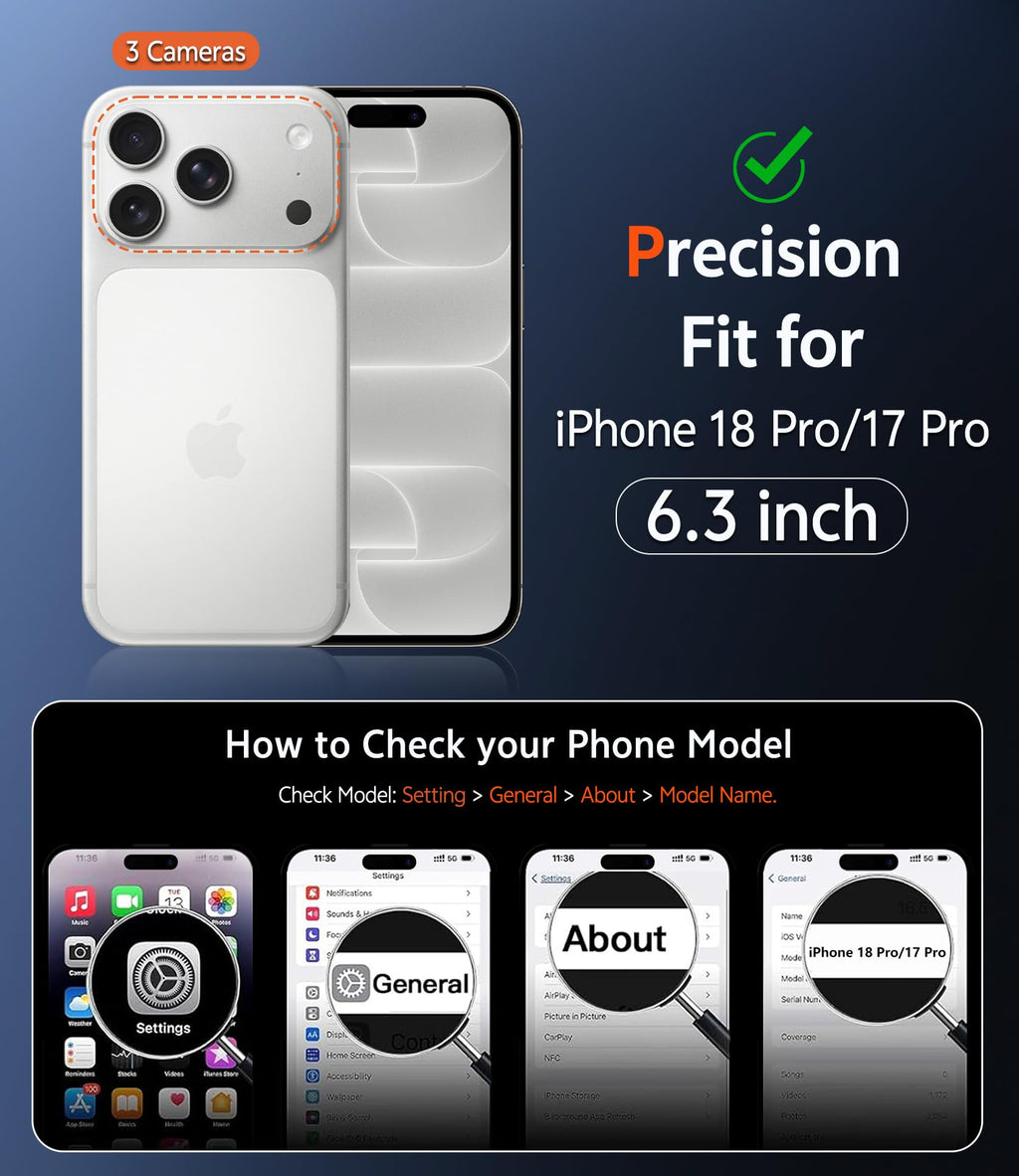 FNTCASE for iPhone 18 Pro Case/17 Pro Case Clear with Screen Protector | Anti Yellowing, Compatible with Magsafe, Magnetic, Rugged Shockproof Protective, Transparent Cell Phone Cover