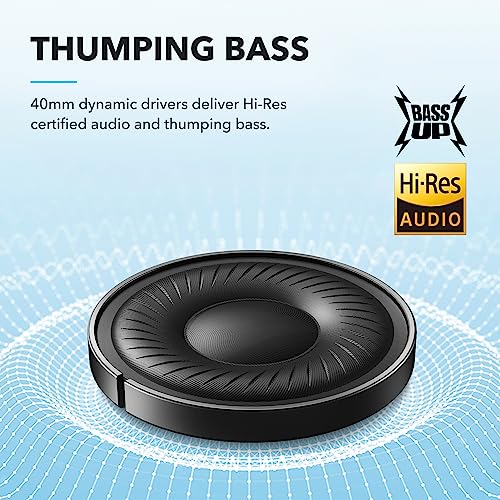 Soundcore by Anker Q20i Hybrid Active Noise Cancelling Headphones, Black | Over-Ear, Bluetooth, 40H ANC Playtime, Hi-Res Audio, Big Bass, Transparency Mode, Customize via App, Travel, Home, Office