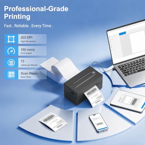 Thermal Shipping Label Printer 4x6 Bluetooth Label Maker for Small Business | Wireless Mailing Shipping Printer for USPS UPS Amazon Shopify Etsy - Compatible with iPhone Android Windows & Mac (Black)