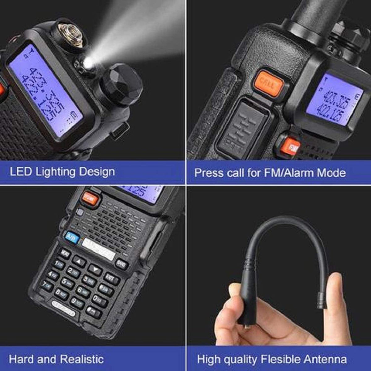 Baofeng UV-5R Ham Radio Handheld, Dual Band Two Way Radio (Black) | 144-148MHz 420-450Mhz Walkie Talkie, 1800mAh Li-ion Battery, Portable for Outdoor Hiking Camping Emergency Backup