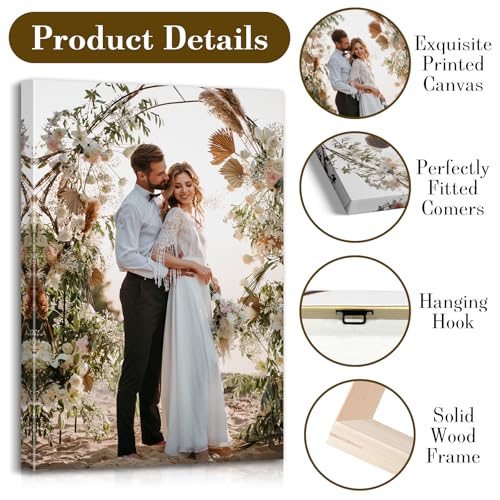 Custom Canvas Prints with Your Photos - Personalized Pictures Print, Customized Photo Gifts, Wall Art Poster Canvas Printing for Wedding, Family, Baby, Pets, Home Office Decor, Wrapped Frame 8x12