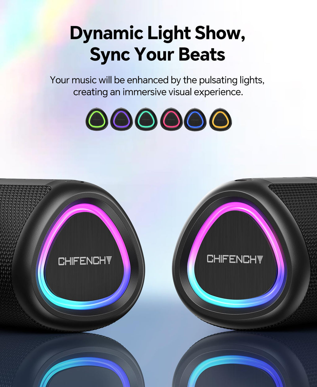 Portable Bluetooth Speaker Gift Ideas: Outdoor Travel Essentials Waterproof | Powerful HD Sound, Dynamic Lights, 15H Playtime, BT 5.3, TWS Pairing, IPX5 Beach|Camping|Pool Accessories, Halloween Music