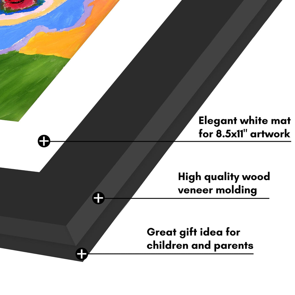 Americanflat 8.5x11 Changeable Kids Art Frame 2-Pack - Black | Holds 100 art pieces, magnetic front door, built-in keyholes for wall display, stores finished artwork