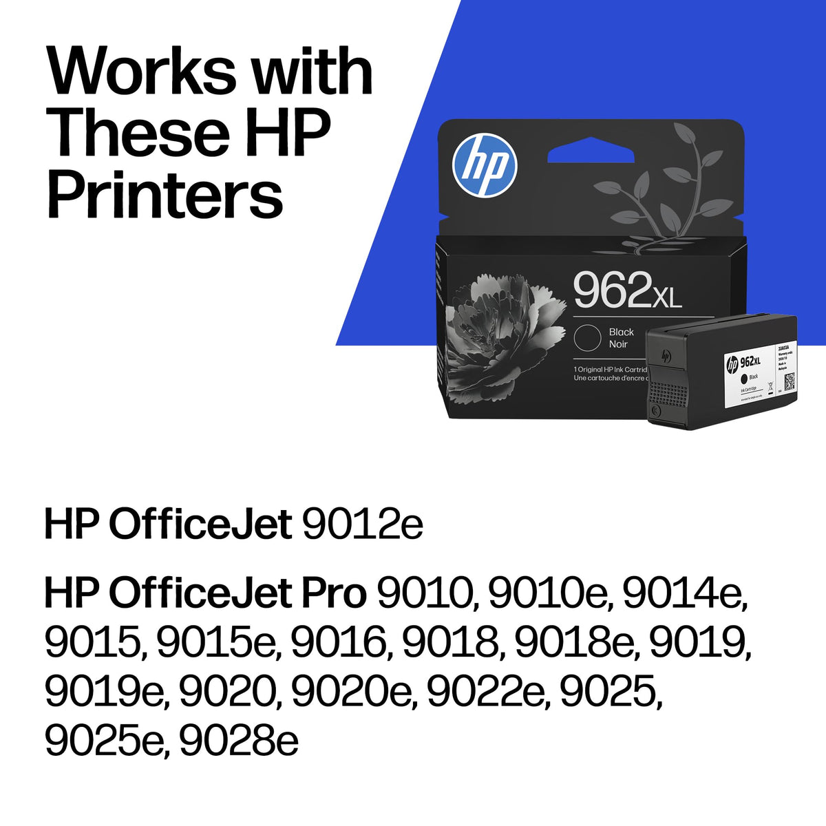 HP 962XL Black High-Yield Ink Cartridge | Works with OfficeJet 9010, Pro 9010, 9020 | Eligible for Instant Ink | 3JA03AN