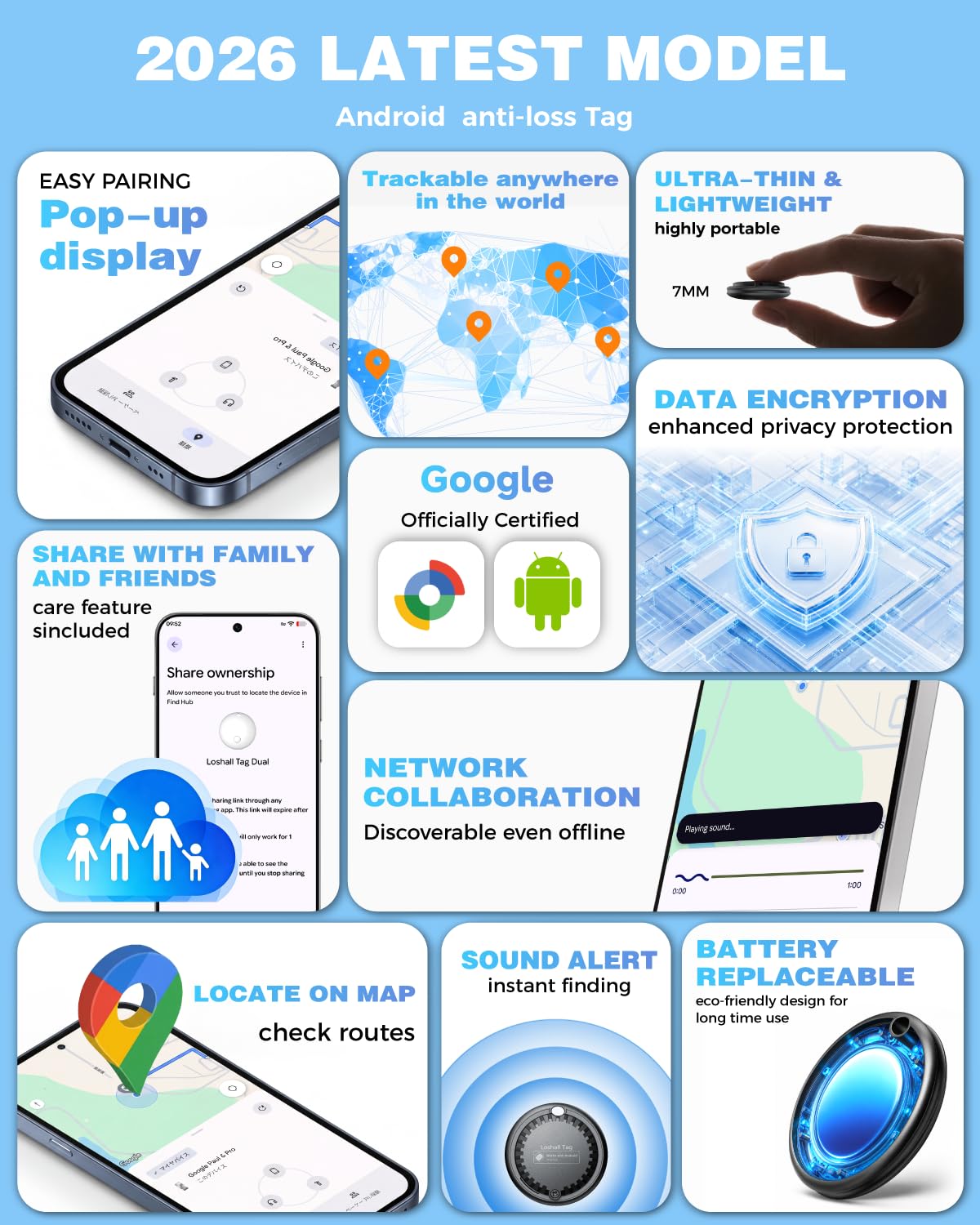 Air Tags for Android,Air Tags-4 Pack Android,2 Year Battery Life,Air Tracker Tags with 4 Case,Google Find Trackers for Google'S Find Hub App,IP65 Waterproof Luggage Tracker for Keys