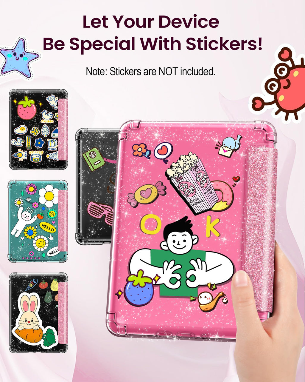 MoKo Case for 7" Kindle Paperwhite 12th Gen & Colorsoft 2024, Glitter Pink | Scratch-Proof, Sparkly Clear Back, Full Protection, Light Shell, Auto Wake/Sleep,for Kindle Paperwhite & Colorsoft 2024/2025
