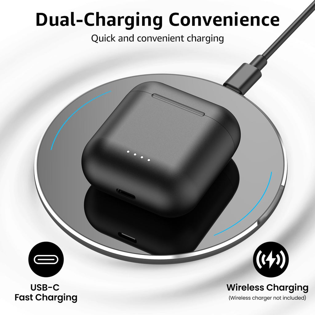 TOZO T6 Wireless Earbuds Bluetooth 5.3 Stereo Sound in Ear Headphones | OrigX Stereo Deep Bass, 40H Playtime, Lighter Ear buds, IPX8 Waterproof, wireless Charging Case, 32 EQs via APP Dark Black