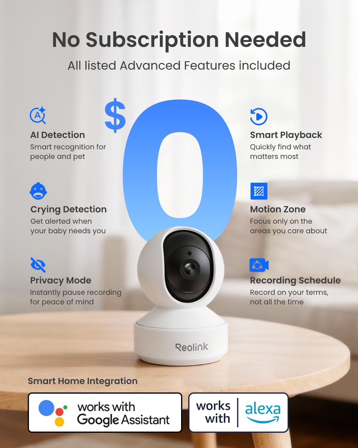 REOLINK E1 Pro 3K Dual-Band Wi-Fi Indoor Camera for Baby & Pet Monitoring | Auto Tracking, 5MP Night Vision Enhanced by F1.6 Aperture, Person/Pet/Baby Crying Detection, 2.4/5GHz Wi-Fi, Two-Way Audio