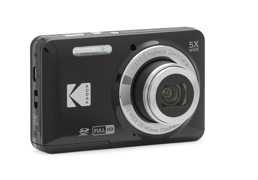Kodak PIXPRO FZ55 16MP Compact Digital Camera, 5X Optical Zoom, Black | 1080p Full HD Video, 28mm Wide Angle Lens, 2.7 Inch LCD, Point and Shoot, Vlogging Camera, Li-Ion Battery