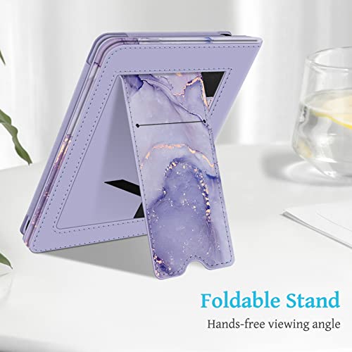Fintie Stand Case for 6" Kindle 11th Generation 2024/2022, Lilac Marble | Foldable Kickstand PU Leather Cover, Card Slot & Hand Strap, Auto Sleep/Wake, for All-New Kindle 2024/2022 11th Gen e-Reader