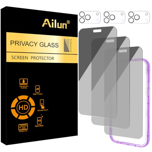 Ailun Privacy Screen Protector+Camera Lens Protector for iPhone 18 Pro Max | 3+3 Pack, 6.9 inch, Tempered Glass, Installation Frame, Dynamic Island Compatible, Anti Spy Private
