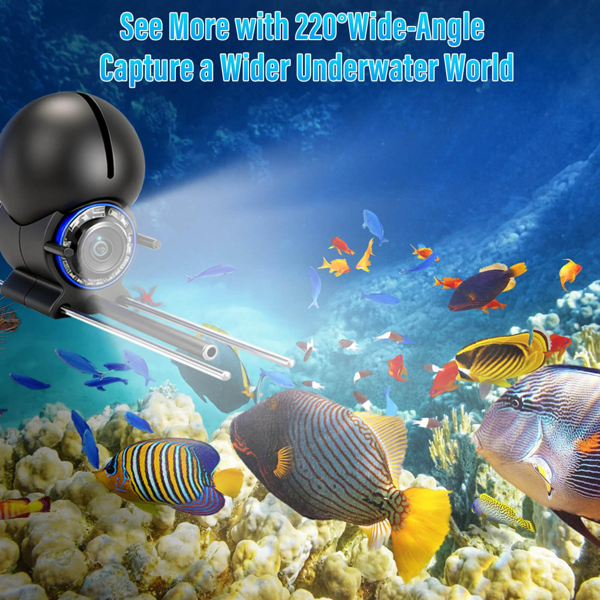 Underwater Fishing Camera 1080P HD 4.3" IPS Screen 50ft Cable | 6000mAh Battery, USB-C Charging, IR Night Vision, 220° Wide Angle, 66lb Cable, CE/FCC/RoHS, for Lake Boat Kayak Ice Fishing