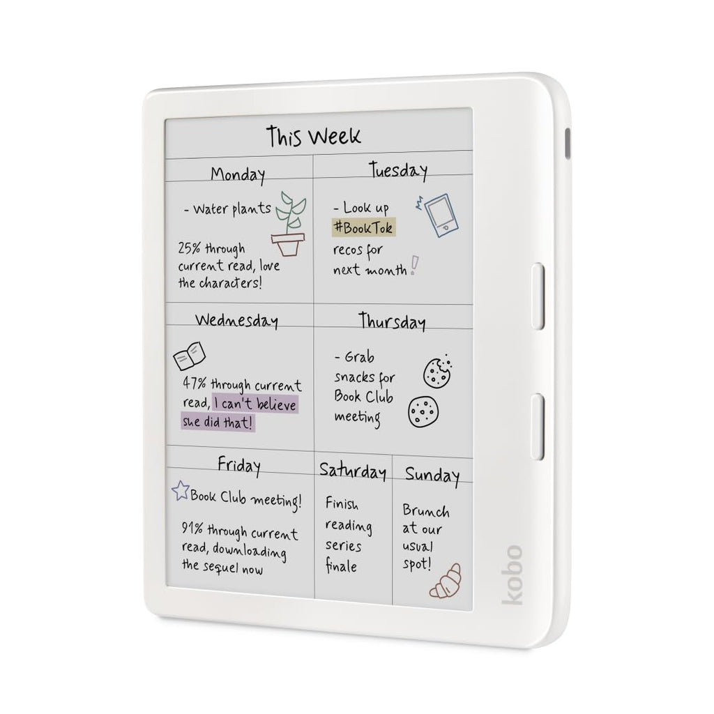 Kobo Libra Colour eReader, 7” Color E Ink, Waterproof, White | 7” Color E Ink Kaleido 3, Dark Mode, Waterproof, eBooks, Audiobooks, Recycled Materials