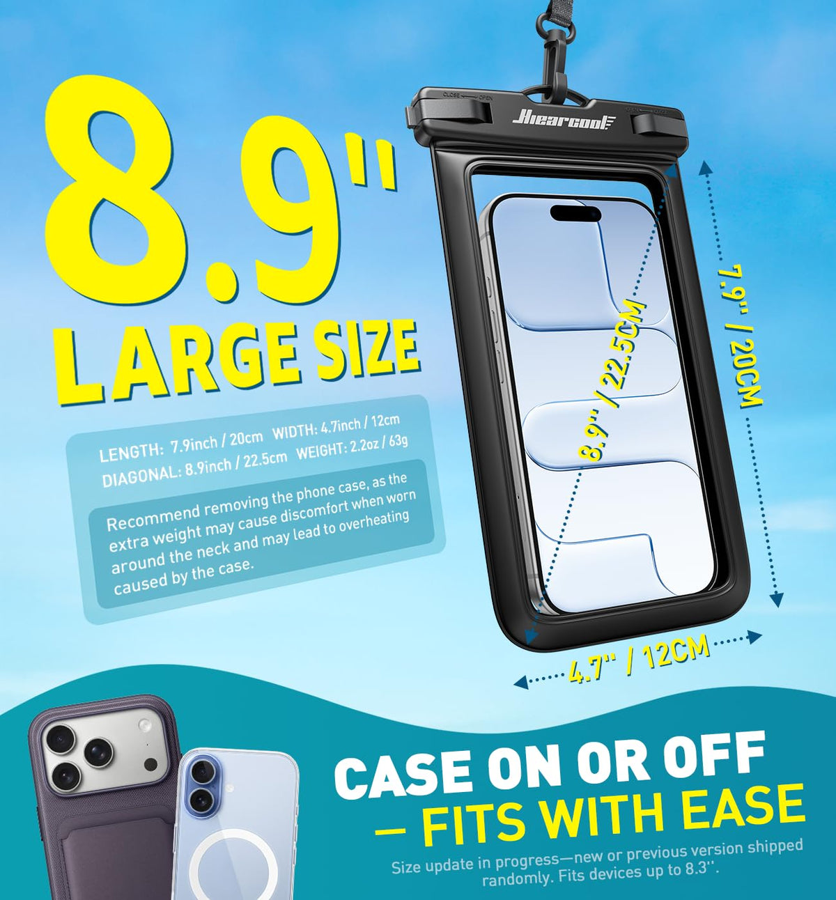 Hiearcool Waterproof Phone Pouch, Waterproof Phone Case, Black&Green 2-Pack | Durable multilayer IPX8 protection; touchscreen access and fit up to 8.9 inches; cruise essentials 2026 for beach and pool