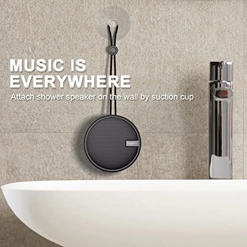 INSMY C12 IP67 Waterproof Shower Bluetooth Speakers Portable Small Speaker | Speakers Bluetooth Wireless,Loud Clear Sound,Support TF Card,Suction Cup,for Outdoor Kayak Canoe Beach Gift (Black)