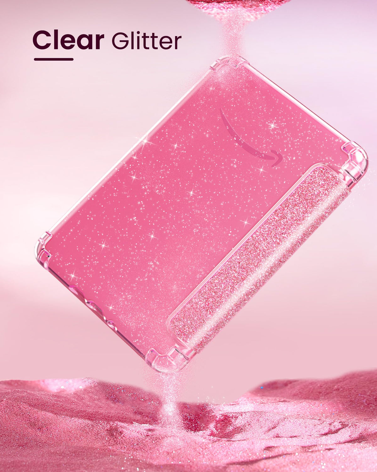 MoKo Case for 7" Kindle Paperwhite 12th Gen & Colorsoft 2024, Glitter Pink | Scratch-Proof, Sparkly Clear Back, Full Protection, Light Shell, Auto Wake/Sleep,for Kindle Paperwhite & Colorsoft 2024/2025