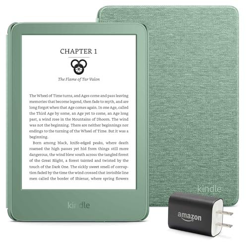 Kindle Essentials Bundle including Kindle (2024 release) - Matcha, Fabric Cover - Matcha, and Power Adapter