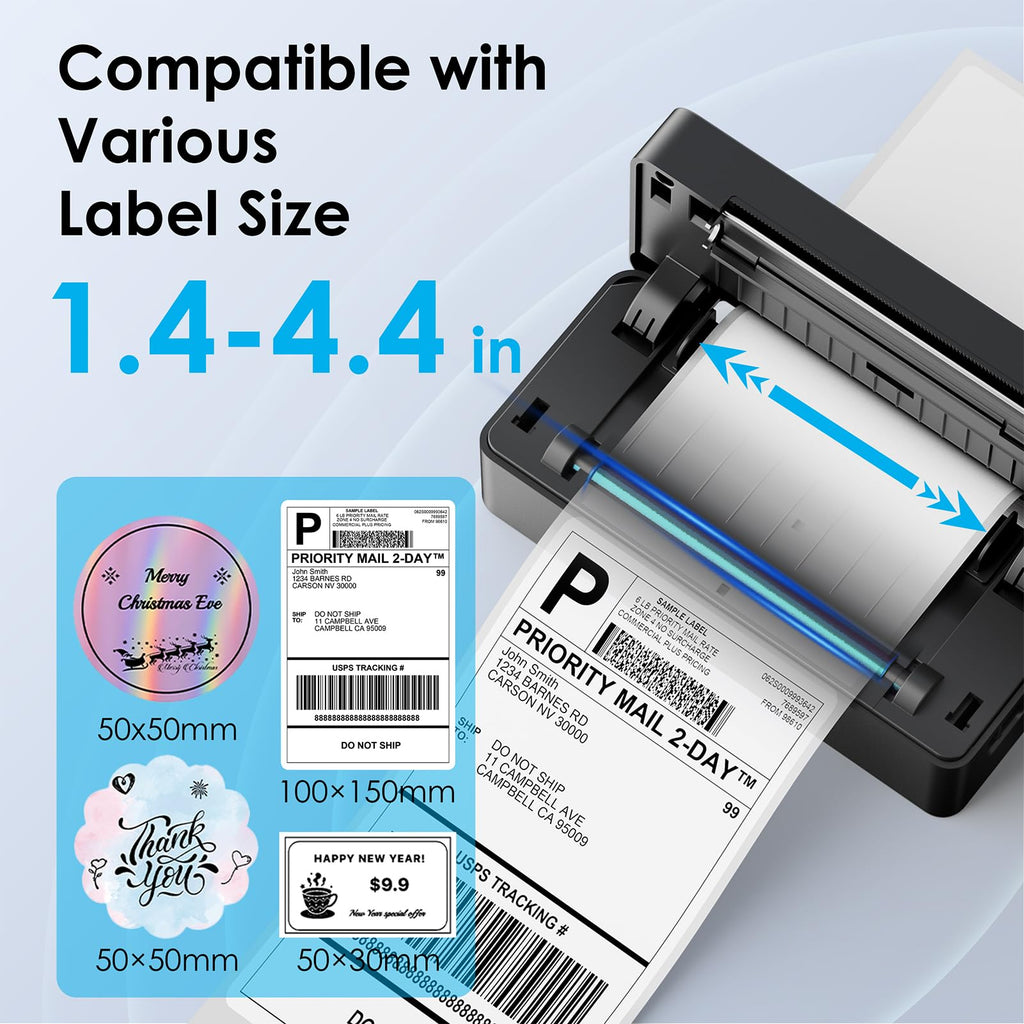 KNAON Shipping Thermal Label Printer, 4x6 Portable Label Printer, Black | Bluetooth Label Printer, Portable for Home Office & Small Business, Works with iPhone, Android, PC, Perfect for Etsy, USPS