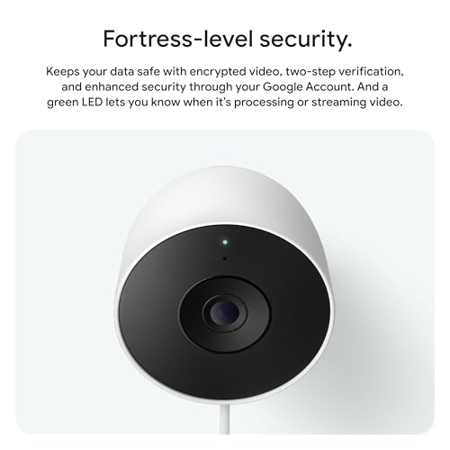 Google Nest Cam Outdoor (Wired, 2nd Gen) - Security Camera - 2025 - Snow | 2K video, motion detection, color night vision, 2-way audio, works with Google Home and Gemini, weather resistant