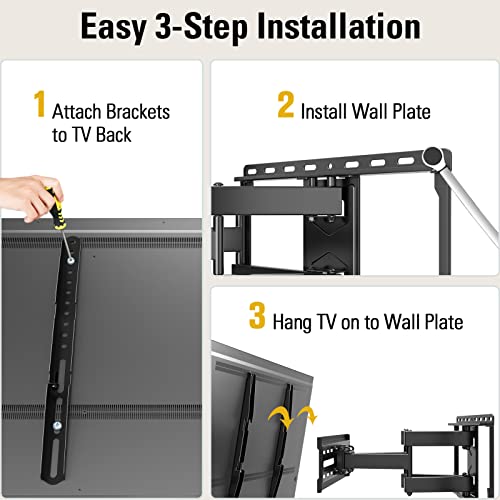 Mounting Dream Full Motion TV Wall Mount for 32-70 Inch TVs up to 110lbs | Mount Bracket with Swivel and Tilt, TV Bracket with Articulating Dual Arms, Fits 16” Studs, Max VESA 400X400 mm, MD2380