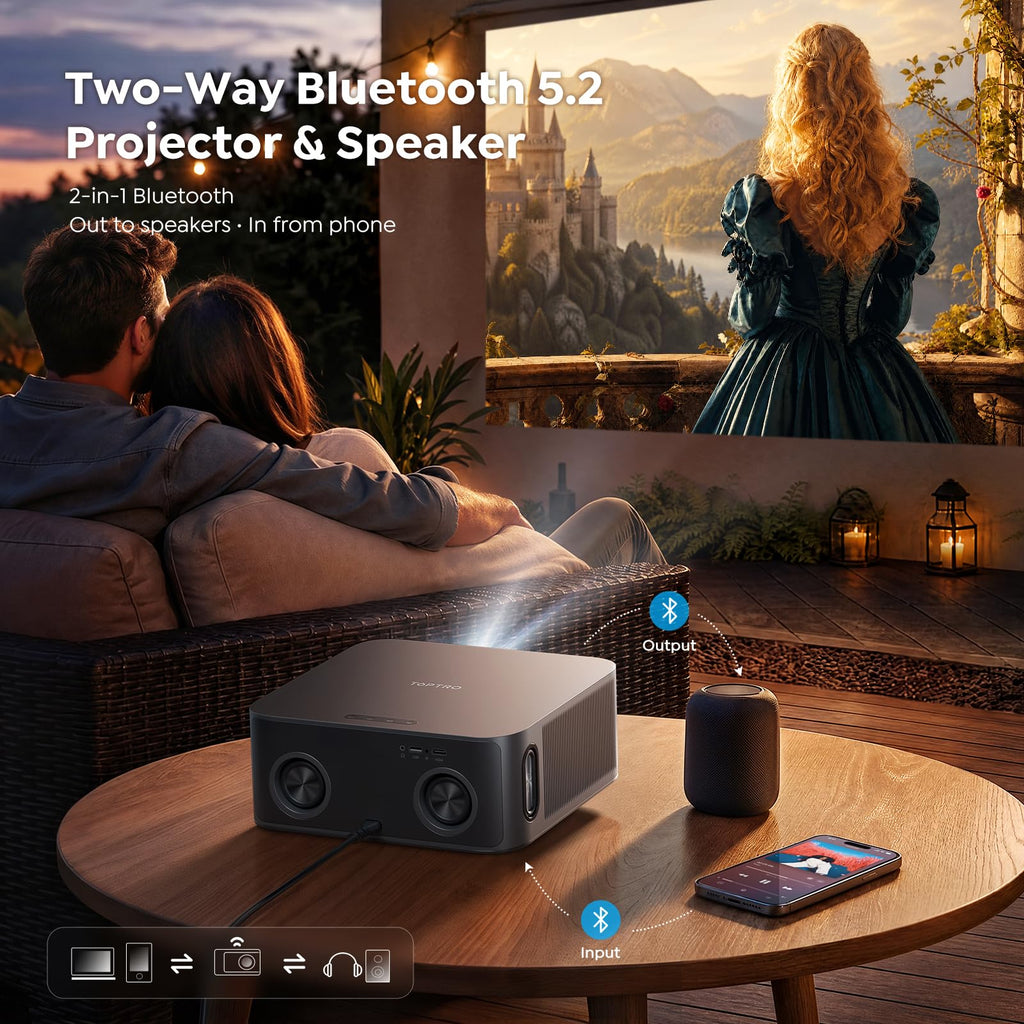 Outdoor-Projector-4K [VIDAA Live TV/40W Dolby/920 ISO] with WiFi6 and Bluetooth Compatible with Netflix, Smart Projector, AI Voice Control & Auto Focus, HDR10, Movie Proyector for Ceiling Home Theater