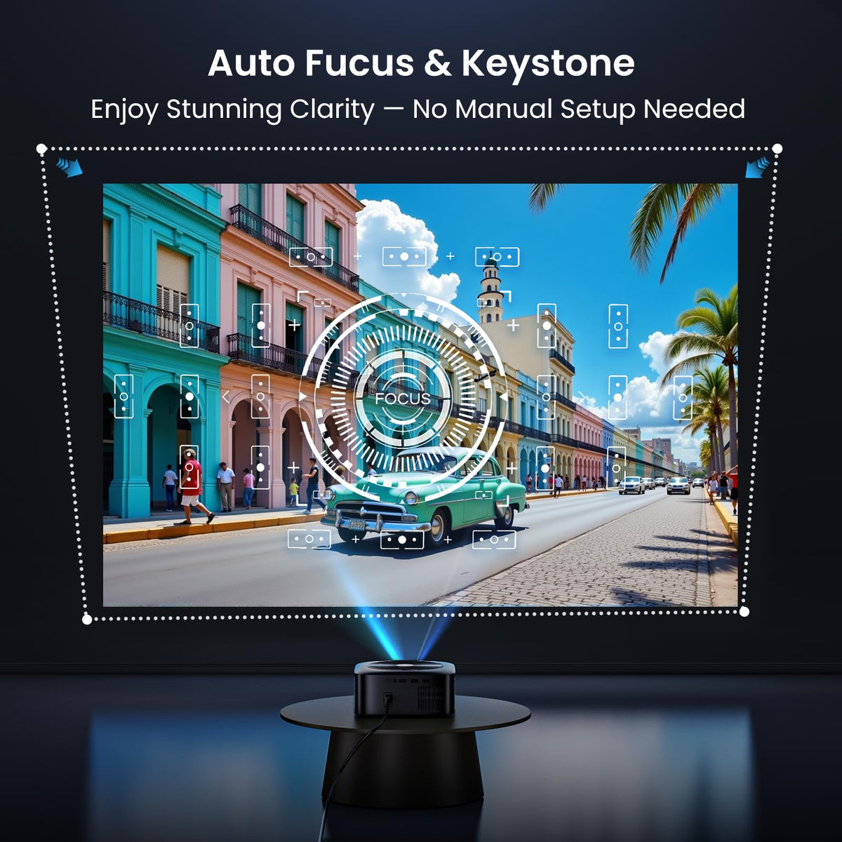 HAPPRUN 1500 ANSI 4K Decoding Outdoor Projector with Official Google TV | Smart Projector with WiFi and Bluetooth, Auto Focus & Keystone, Dolby Audio, Portable Home Theater for Indoor & Outdoor Movie