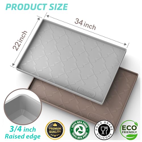 SIKADEER Waterproof Under Sink Mat 34" x 22", Silicone Mat Kitchen liner | BPA-Free Silicone Tray with Raised Lip Protect Cabinets from Leaks, Versatile Home Organizer for Bathroom, Pets, Boots, Floor